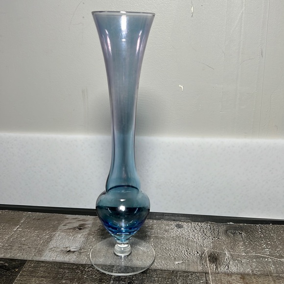 Other - Vintage Hand Blown See Thru Blue Glass with Clear Base